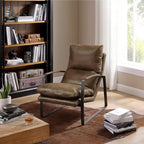 Art Leon Comfortable and Luxury Genuine Leather Accent Lounge Chair