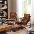 Art Leon Comfortable and Luxury Genuine Leather Accent Lounge Chair