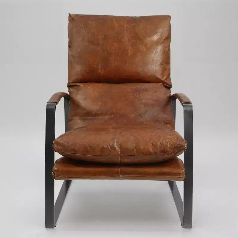 Art Leon Comfortable and Luxury Genuine Leather Accent Lounge Chair