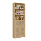 Karl Home Tan Rattan Display Cabinet with 3-layer 1-drawer 2-door 70.86in.H