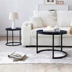 Tables basses gigognes rondes, ensemble de 2 bouts de canapé, tables d'appoint, tables basses avec cadre métallique robuste - ModernLuxe
