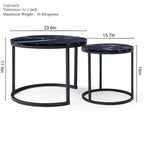 Tables basses gigognes rondes, ensemble de 2 bouts de canapé, tables d'appoint, tables basses avec cadre métallique robuste - ModernLuxe