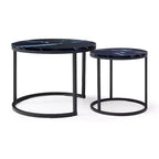 Tables basses gigognes rondes, ensemble de 2 bouts de canapé, tables d'appoint, tables basses avec cadre métallique robuste - ModernLuxe