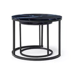 Tables basses gigognes rondes, ensemble de 2 bouts de canapé, tables d'appoint, tables basses avec cadre métallique robuste - ModernLuxe