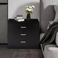 Karl Home 3-Drawer Black Particle Board 25.98in. W Chest of Drawer