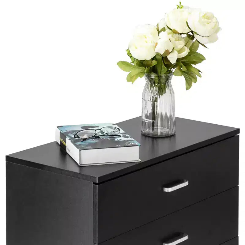 Karl Home 3-Drawer Black Particle Board 25.98in. W Chest of Drawer
