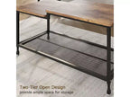 Table basse, table basse rustique à deux niveaux avec étagère grillagée, table de salon de style industriel, table de cocktail avec pieds réglables