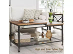 Table basse, table basse rustique à deux niveaux avec étagère grillagée, table de salon de style industriel, table de cocktail avec pieds réglables