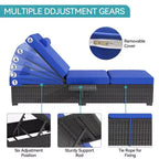 Patio Chaise Lounge Chair, 5-Positions Adjustable Wicker Outdoor Lounge Chairs with Side Table for Poolside, Deck