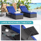 Patio Chaise Lounge Chair, 5-Positions Adjustable Wicker Outdoor Lounge Chairs with Side Table for Poolside, Deck