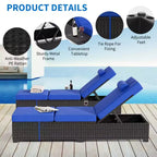 Patio Chaise Lounge Chair, 5-Positions Adjustable Wicker Outdoor Lounge Chairs with Side Table for Poolside, Deck