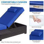 Patio Chaise Lounge Chair, 5-Positions Adjustable Wicker Outdoor Lounge Chairs with Side Table for Poolside, Deck