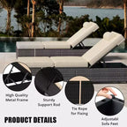 Patio Chaise Lounge Chair, 5-Positions Adjustable Wicker Outdoor Lounge Chairs with Side Table for Poolside, Deck