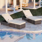 Patio Chaise Lounge Chair, 5-Positions Adjustable Wicker Outdoor Lounge Chairs with Side Table for Poolside, Deck