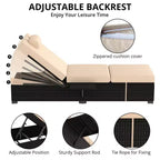 Patio Chaise Lounge Chair, 5-Positions Adjustable Wicker Outdoor Lounge Chairs with Side Table for Poolside, Deck