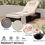 Patio Chaise Lounge Chair, 5-Positions Adjustable Wicker Outdoor Lounge Chairs with Side Table for Poolside, Deck