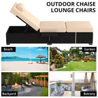 Patio Chaise Lounge Chair, 5-Positions Adjustable Wicker Outdoor Lounge Chairs with Side Table for Poolside, Deck