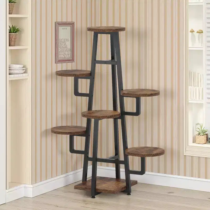 MAYEERTY 43.3-Inch Plant Stand 6 Large Round Panels Sunlight-Friendly High-Low Design