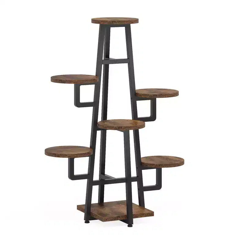 MAYEERTY 43.3-Inch Plant Stand 6 Large Round Panels Sunlight-Friendly High-Low Design