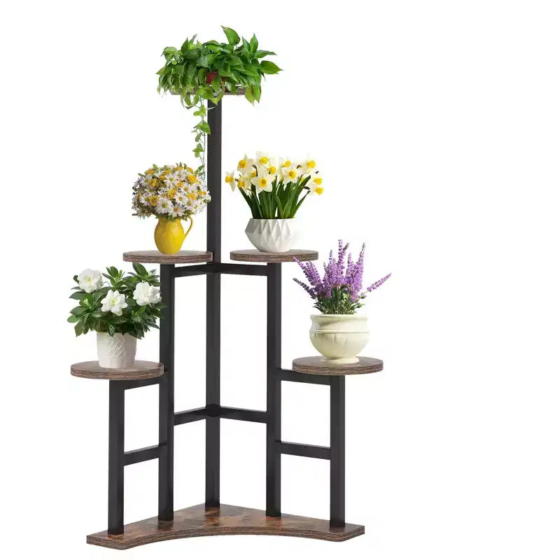 MAYEERTY 43.3-Inch Plant Stand 6 Large Round Panels Sunlight-Friendly High-Low Design