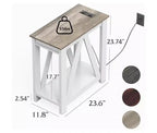 DEXYLLO Tables d'appoint pour salon, lot de 2 avec station de charge, tables d'appoint de canapé avec étagère de rangement ouverte, ensembles de tables d'appoint minces de style ferme