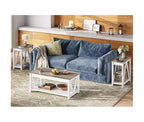 DEXYLLO Tables d'appoint pour salon, lot de 2 avec station de charge, tables d'appoint de canapé avec étagère de rangement ouverte, ensembles de tables d'appoint minces de style ferme