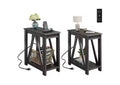 DEXYLLO End Tables Living Room Set of 2 with Charging Station, Sofa Side Tables with Open Storage Shelf, Slim Farmhouse End Table Sets