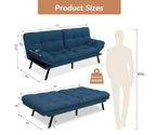 Dyonery Convertible Futon Sofa Bed with Adjustable Backrest & Removable Armrests, Foldable Sleeper Loveseat for Small Space Living Room