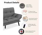 Dyonery Convertible Futon Sofa Bed with Adjustable Backrest & Removable Armrests, Foldable Sleeper Loveseat for Small Space Living Room