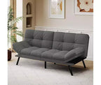 Dyonery Convertible Futon Sofa Bed with Adjustable Backrest & Removable Armrests, Foldable Sleeper Loveseat for Small Space Living Room