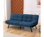 Dyonery Convertible Futon Sofa Bed with Adjustable Backrest & Removable Armrests, Foldable Sleeper Loveseat for Small Space Living Room