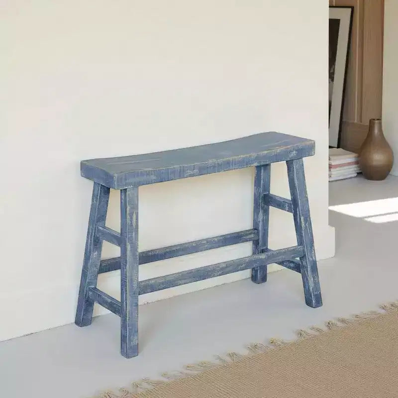 Royal Hampton 33 Wide Bar Height Bench | Trestle Legs with Footrests | Mahogany Wood