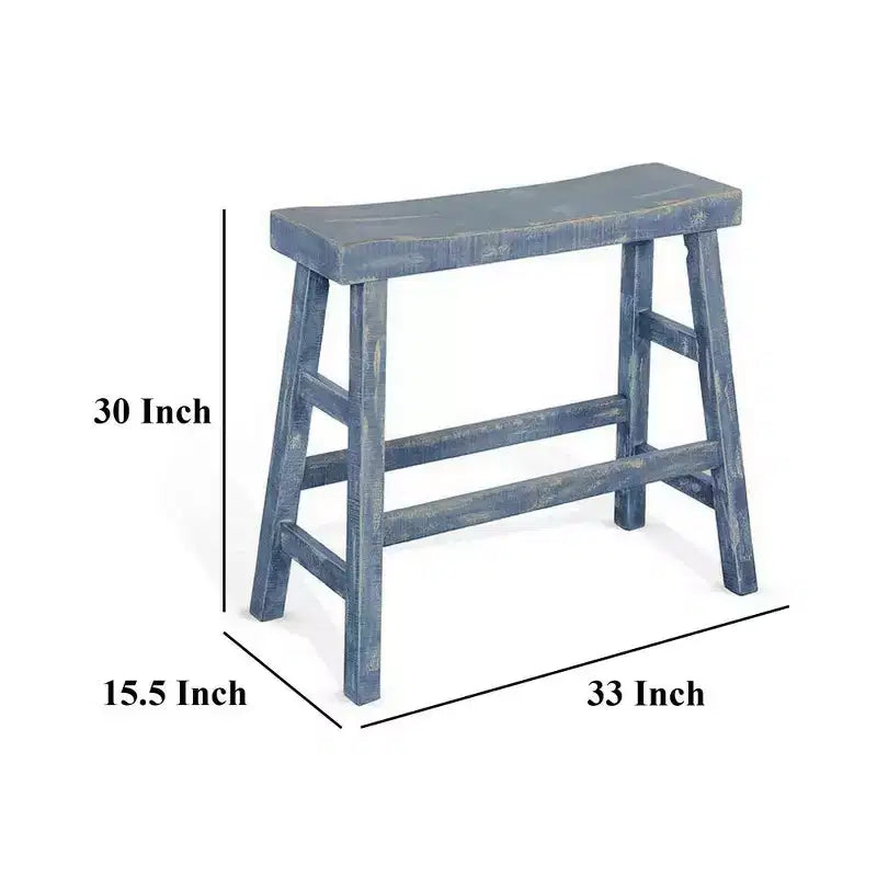 Banc de bar Royal Hampton de 33 pouces de large | Pieds en tréteau avec repose-pieds | Bois d'acajou