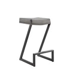 HomeRoots 26 Gray and Black Faux Leather and Iron Backless Counter Height Bar Chair