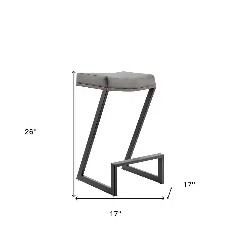 Tabouret de bar sans dossier HomeRoots 26 en similicuir gris et noir et fer forgé à hauteur de comptoir