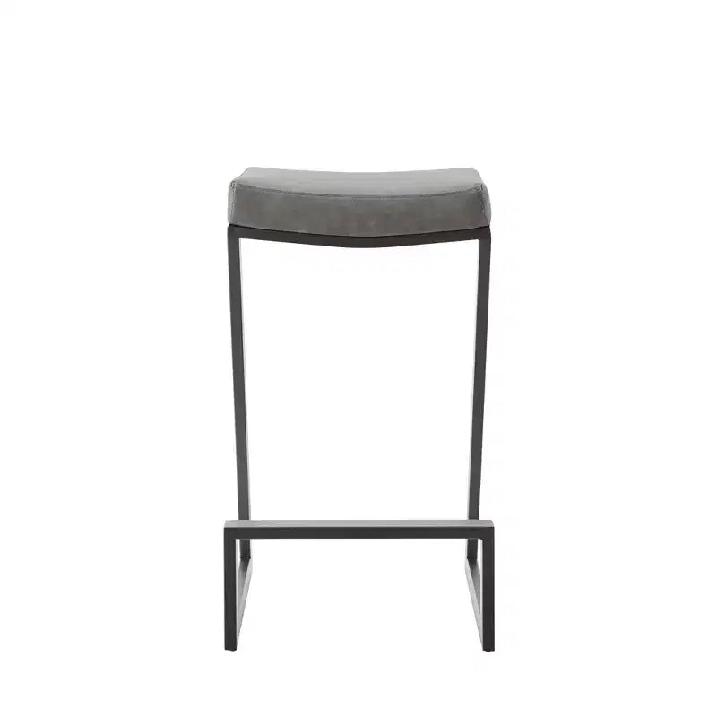 Tabouret de bar sans dossier HomeRoots 26 en similicuir gris et noir et fer forgé à hauteur de comptoir