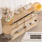 Acekool 8-Drawer Rattan Dresser, Boho Modern Chest with Woven Fronts & Storage Organizers for Bedroom, Hallway, Living Room - Natural