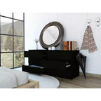 Commode de chambre Okak moderne et élégante avec 6 tiroirs doubles, commode de rangement spacieuse pour salon, couloir, entrée
