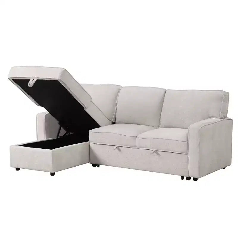 Canapé d'angle de luxe en U Okak avec rangement dissimulé, canapé 3 places rembourré avec 2 porte-gobelets, port USB pour salon, appartement
