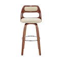 HomeRoots 30 Cream and Brown Faux Leather Swivel Bar Chair