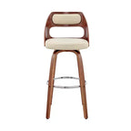 HomeRoots 30 Cream and Brown Faux Leather Swivel Bar Chair