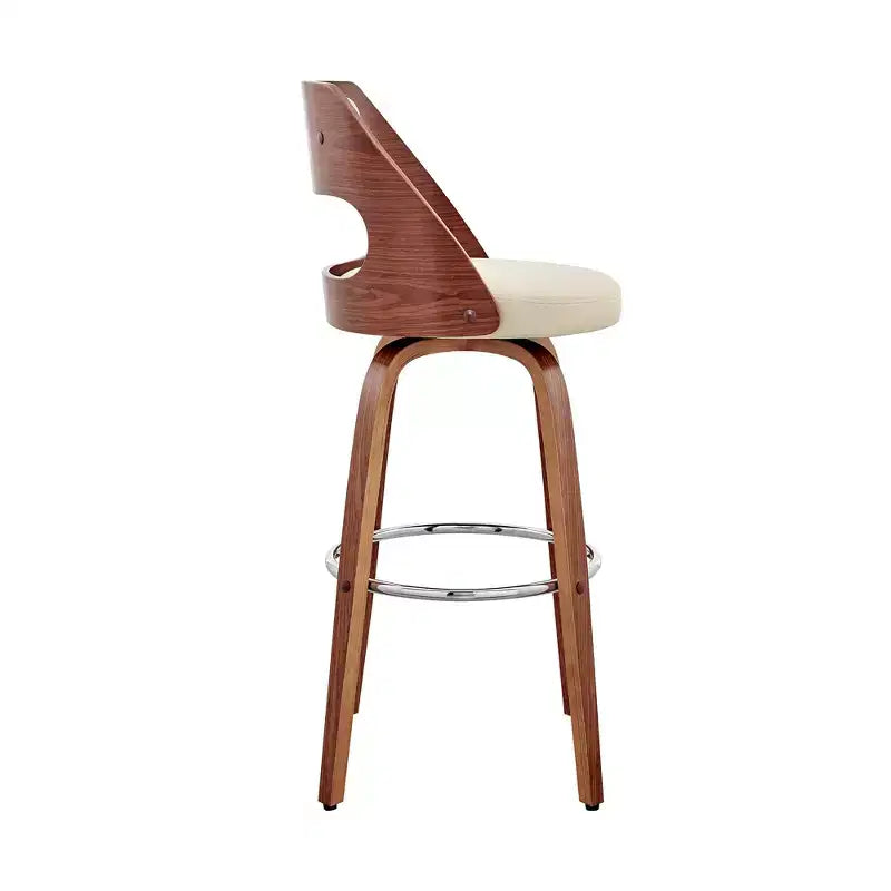 Chaise de bar pivotante HomeRoots 30 en similicuir crème et marron