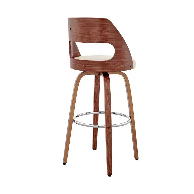 Chaise de bar pivotante HomeRoots 30 en similicuir crème et marron