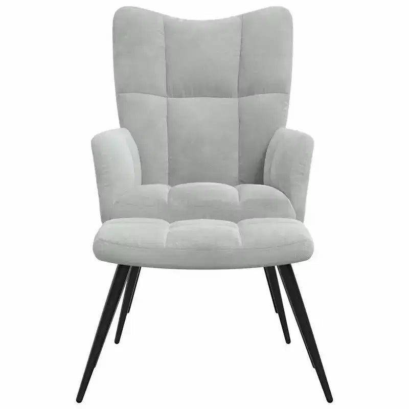 vidaXL Relaxing Chair with Stool - Light Grey Velvet Medium Footrest