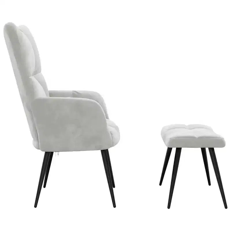 vidaXL Relaxing Chair with Stool - Light Grey Velvet Medium Footrest