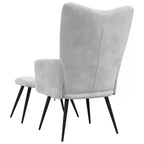 vidaXL Relaxing Chair with Stool - Light Grey Velvet Medium Footrest