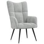 vidaXL Relaxing Chair with Stool - Light Grey Velvet Medium Footrest