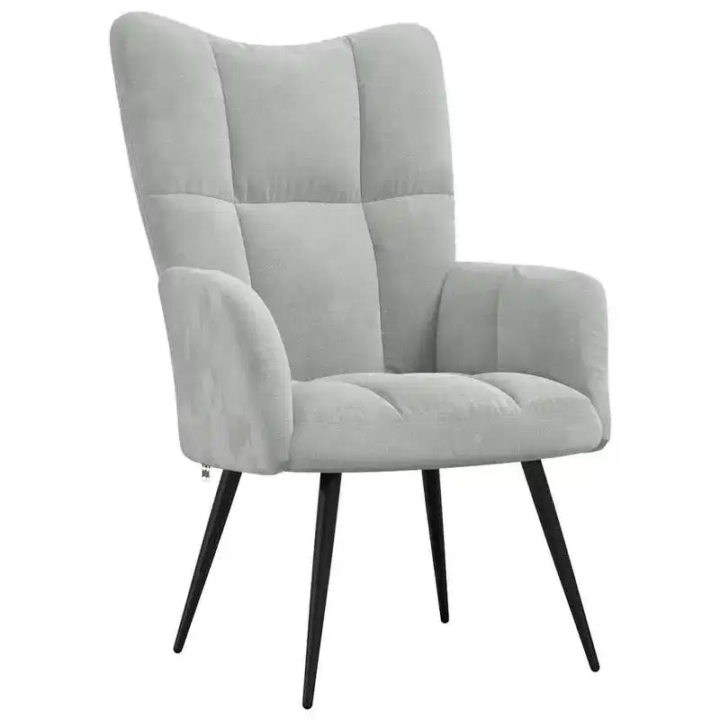 vidaXL Relaxing Chair with Stool - Light Grey Velvet Medium Footrest