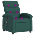 vidaXL Massage Recliner Chair-Manual Adjustable Armchair-Vibration Massage-Dark Green Fabric-Sturdy Frame-Living Room Comfort