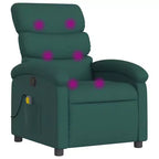 vidaXL Massage Recliner Chair-Manual Adjustable Armchair-Vibration Massage-Dark Green Fabric-Sturdy Frame-Living Room Comfort